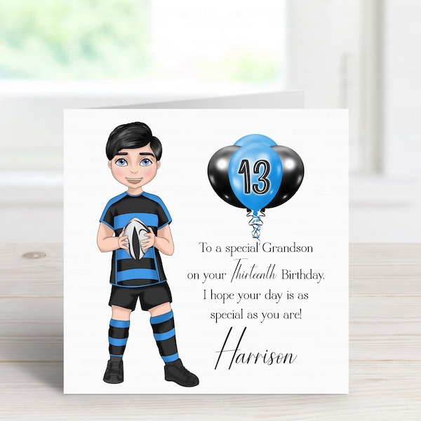 Carte d'anniversaire de rugby pour garçons - Carte d'anniversaire pour petit-fils