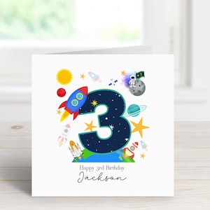 Boy's space themed birthday card - Card for Grandson