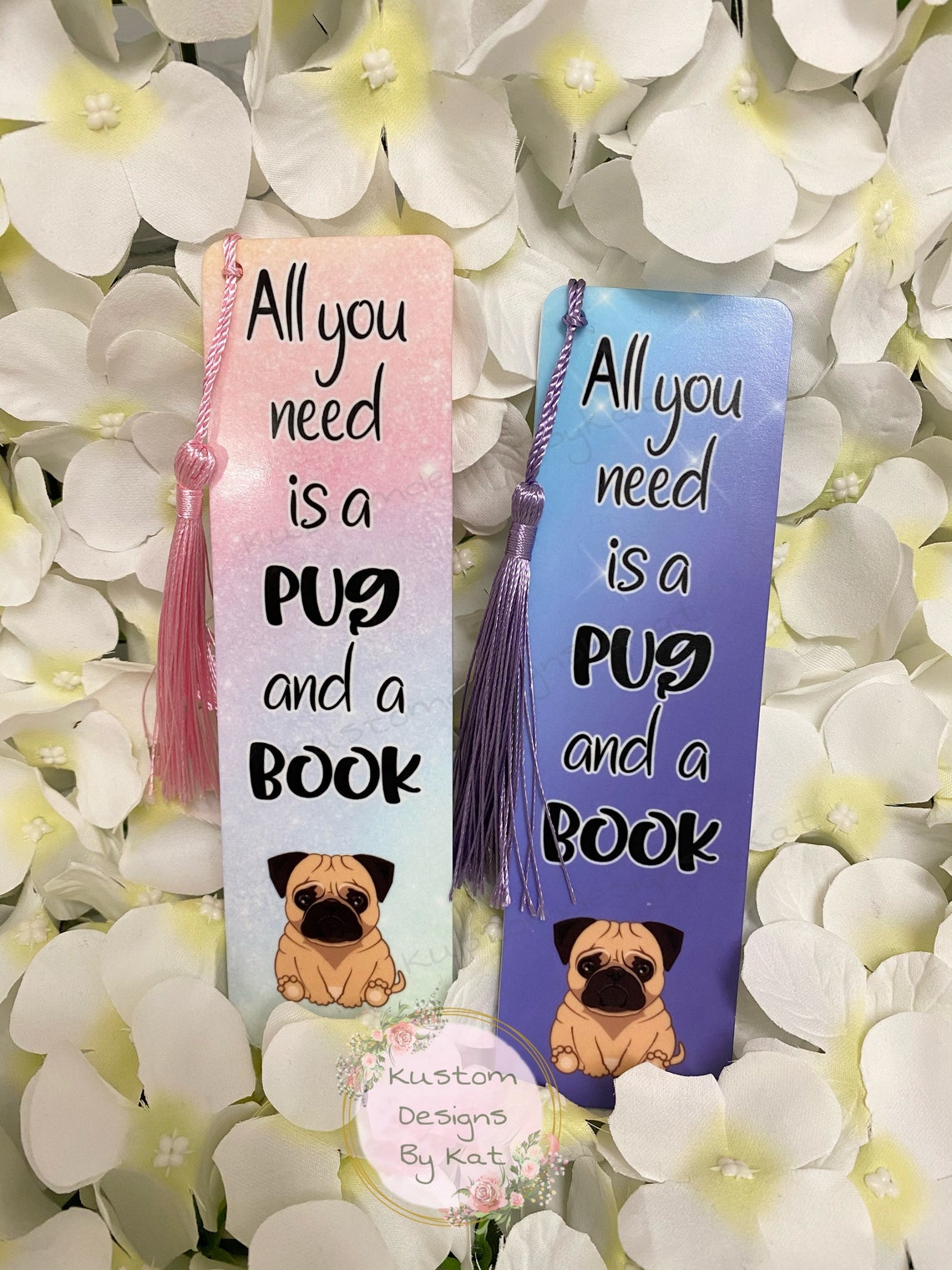 Pug Bookmark Personalised Bookmark Unicorn Bookmark | Etsy UK