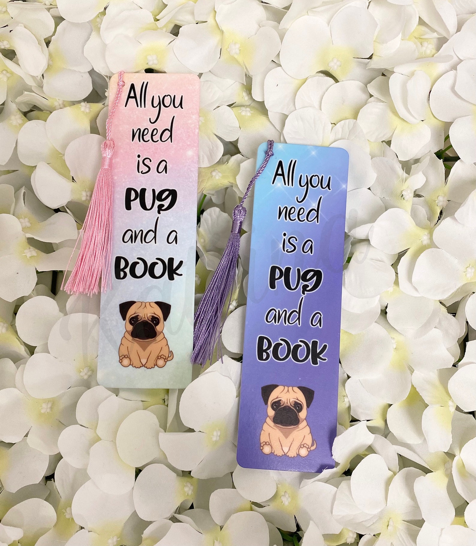 Pug Bookmark Personalised Bookmark Unicorn Bookmark | Etsy UK