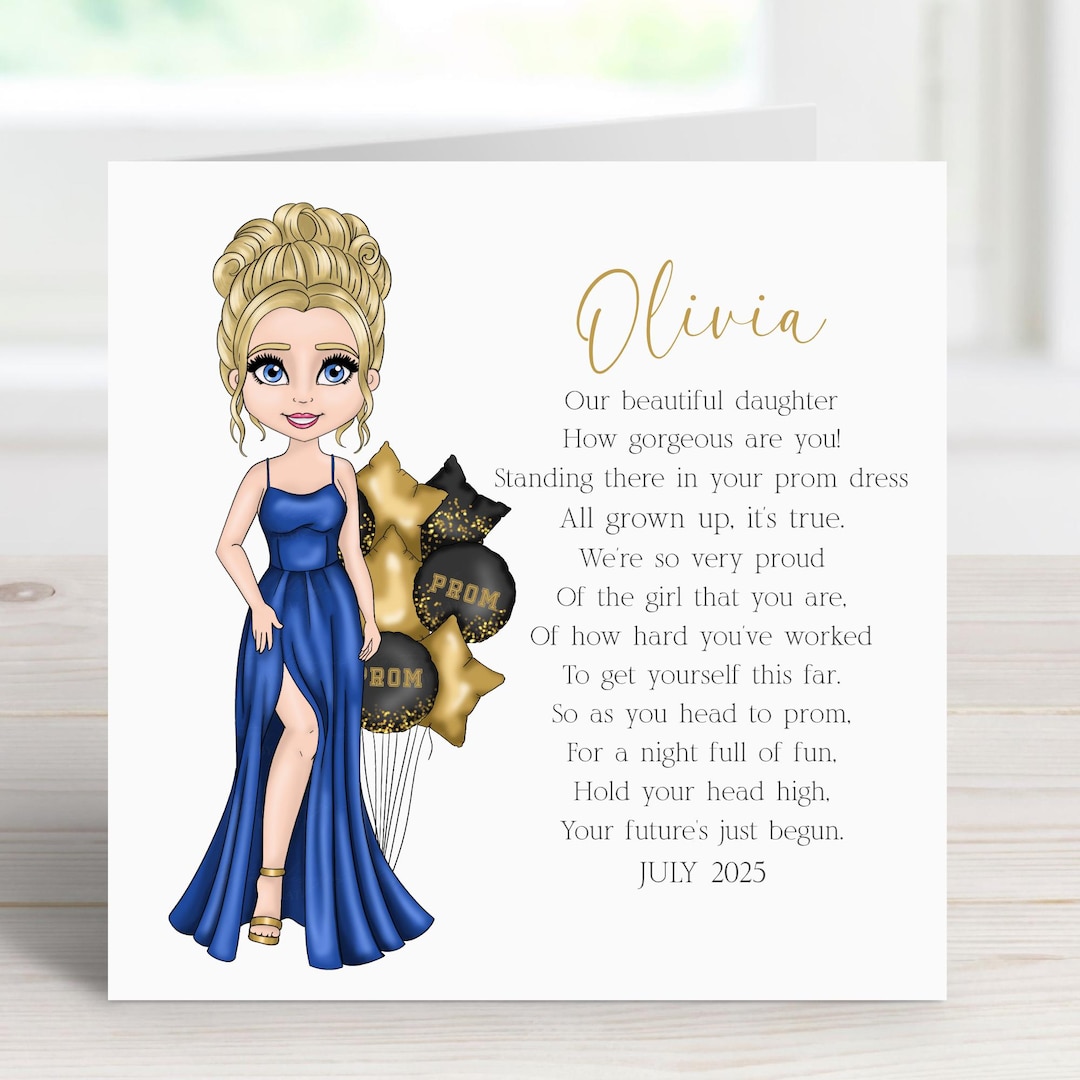 Girls Personalised Prom Card - Prom Keepsake for Daughter - Etsy UK
