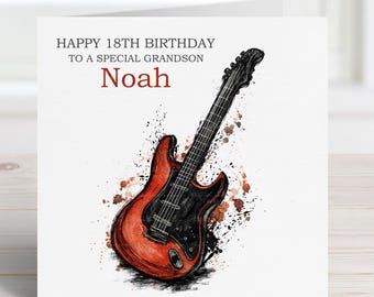 Tarjeta de cumpleaños personalizada con guitarra (para cualquier edad o relación)