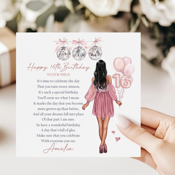WHITE COTTON CARDS Handgemachte Geburtstagskarte – Für Nichten, Mit Glitzer