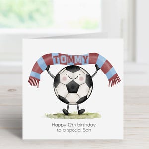 Boys football birthday card - Personalised greeting card for Son, Grandson, Nephew or Friend
