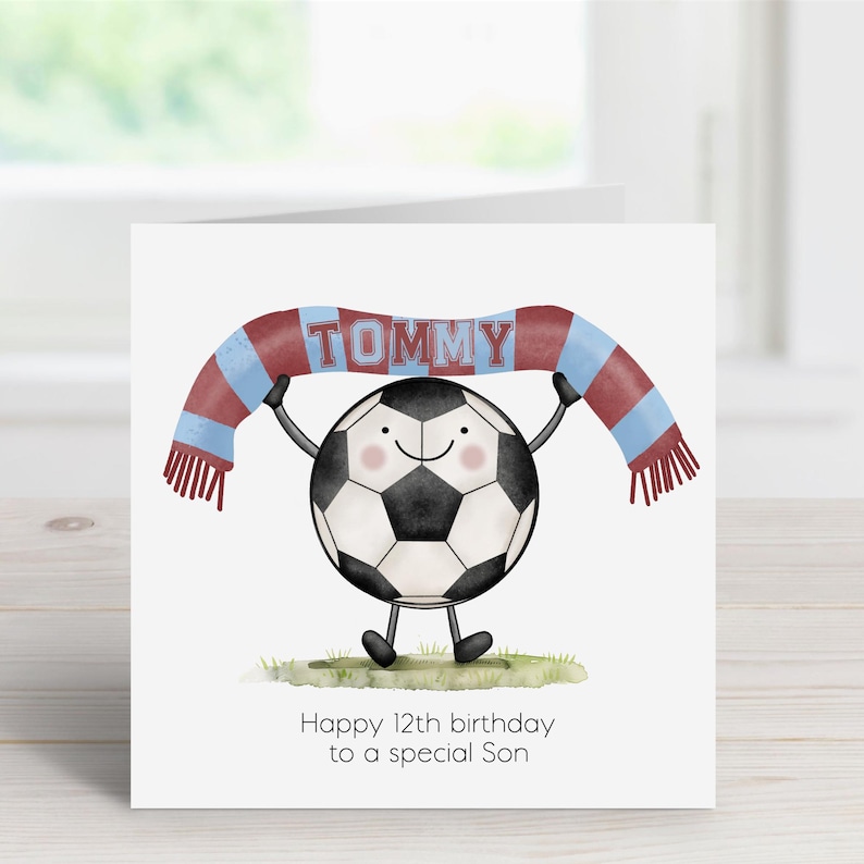 Boys football birthday card - Personalised greeting card for Son, Grandson, Nephew or Friend