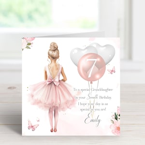 Granddaughter 3rd Birthday Personalised Ballerina Card, Granddaughter Third Birthday Card, Granddaughter Is 3 Card, Glitter Effect Three - Ireland - View #7