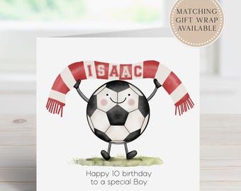 Boys football birthday card - Personalised greeting card for Son, Grandson, Nephew or Friend