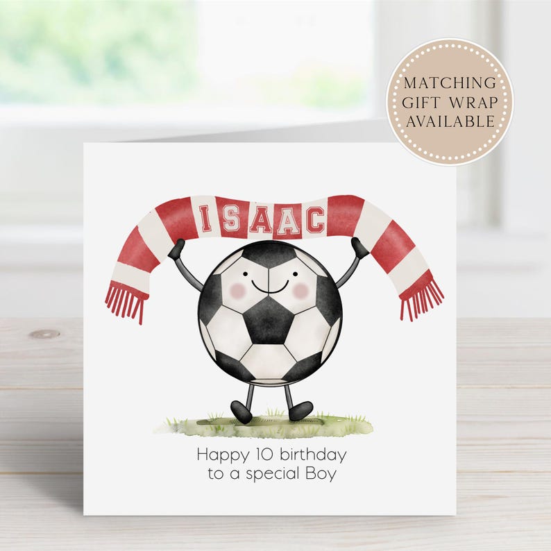 Boys football birthday card - Personalised greeting card for Son, Grandson, Nephew or Friend