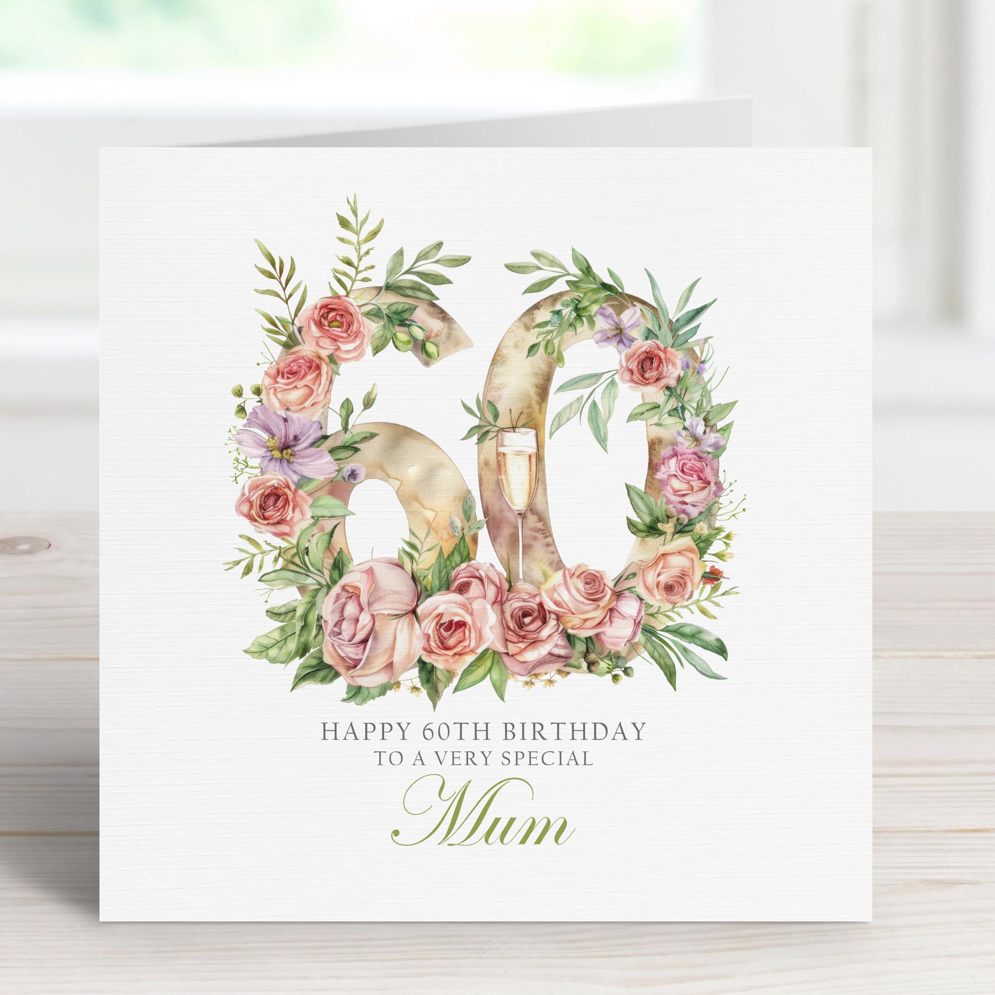 Floral 60th Birthday Card: Personalised Milestone Gift - Etsy UK