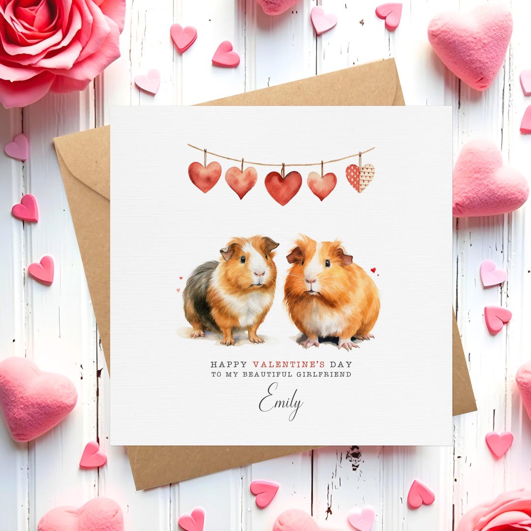 Guinea Pig Valentine's Day Card - Personalised Card for Girlfriend ...