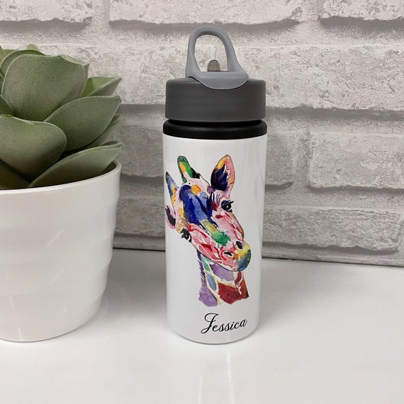 Personalised Giraffe Water Bottle Personalised Water Bottle Etsy