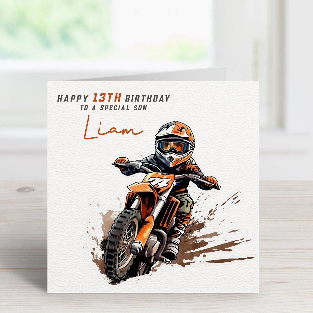Motocross Birthday Card - Personalised Card for Son - Etsy