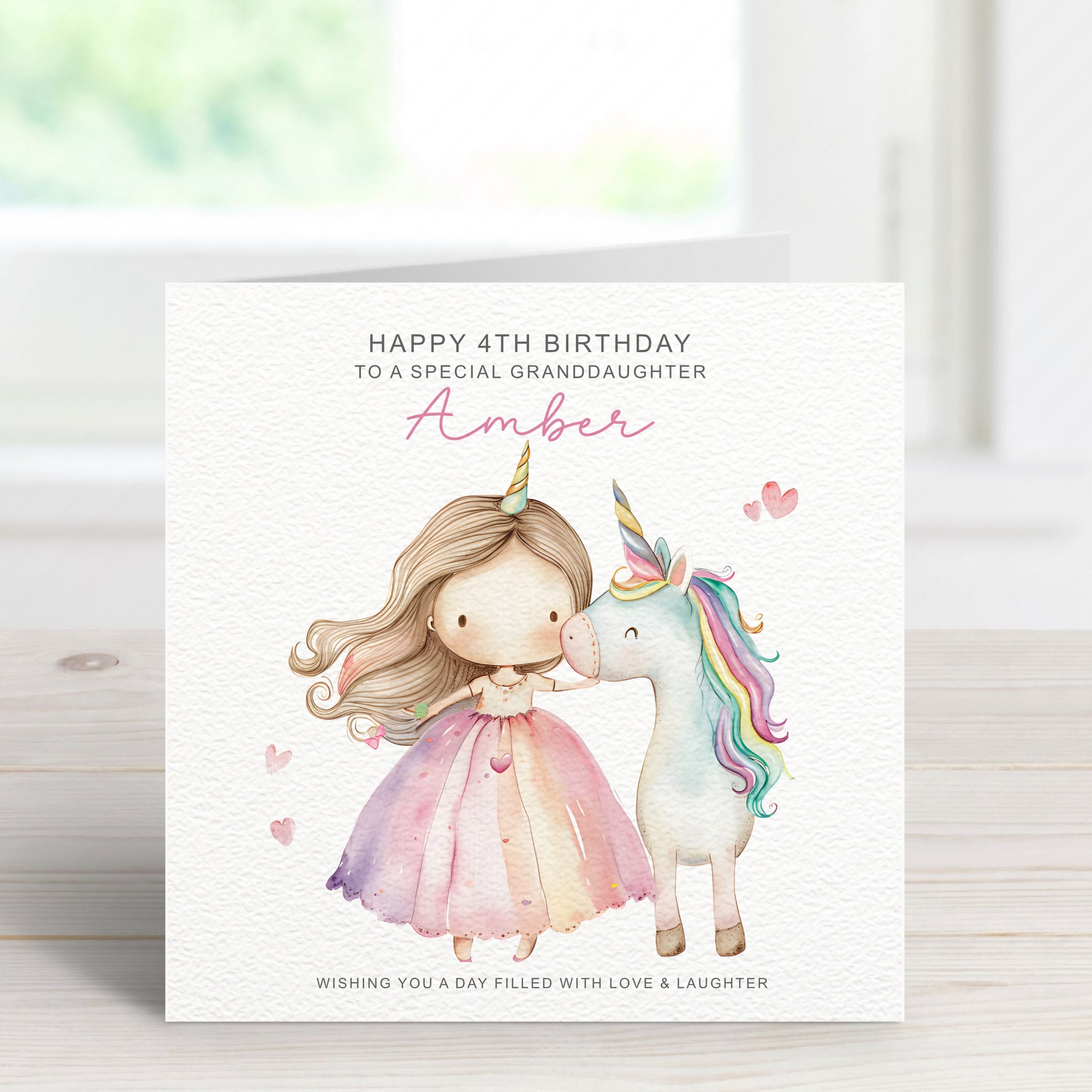 Personalised Unicorn 5th Birthday Card, Girl Birthday Card, Card For 5 - View #4