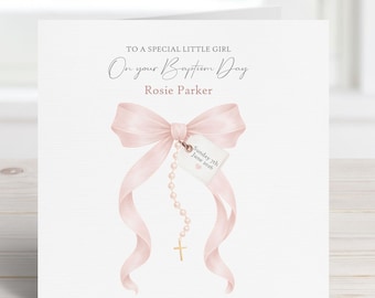 Girls Baptism Card - Personalised Celebration Name & Date Keepsake