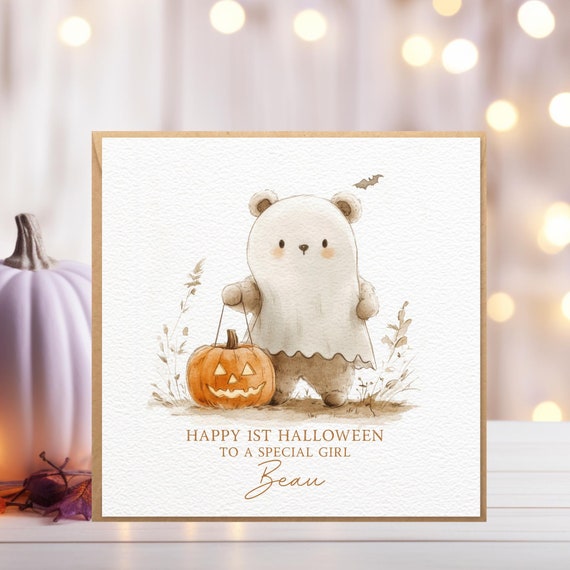 Baby's 1st Halloween - Personalised Halloween card for Grandson or Granddaughter