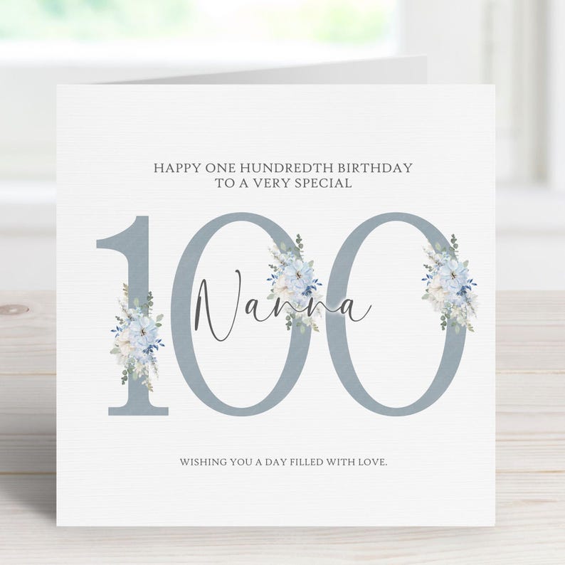 Personalised 100th Birthday Card - Milestone Card for Nan, Sister or ...