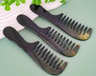 Personalized Natural Buffalo Horn Comb - Bone Comb - Engraved Name Horn Gap Teeth Comb - Buffalo Horn Comb Mother's Day Father's Day Z7