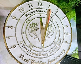 Garden Sundial Clock 30th Wedding Anniversary Gift Pearl Anniversary Gift for Parents, Friends - Couple Gift