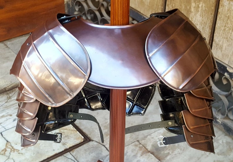 Medieval Knight Roman Gorget & Pauldrons Antique Copper Finish Fantasy ...