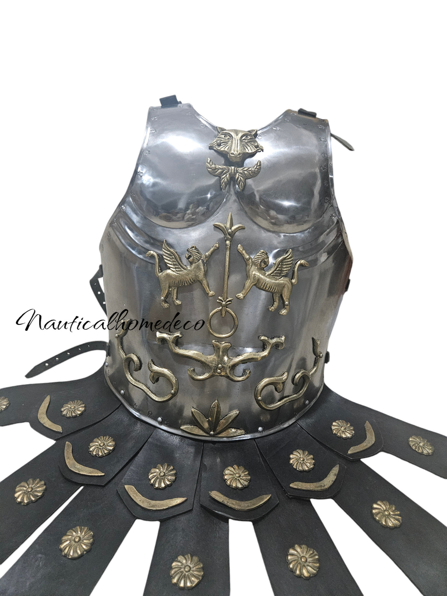 Armure Chevalier Médiévale En Acier - Plaque Musculaire Romaine Avec Bracelets Cuir - Costume Halloween