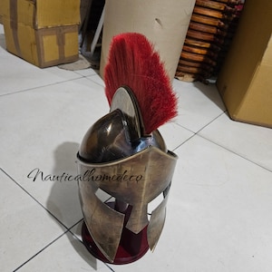 Roman King Leonidas Spartan Warrior Antique Finish Helmet - Wearable Replica, Spartan Cosplay Prop, Ancient Greek Halloween Collectible Gift