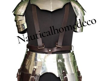 Medieval Knight Steel Armor Set: Cuirass Pauldrons Tassets for Ren Faire Halloween Costume SCA LARP Cosplay