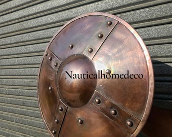 Buckler Shield Copper Finish Medieval Knight Replica Shield Roman Armor for LARP & Fantasy Ren Faire Costume Perfect Halloween Gift