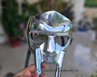 Máscara facial vikinga de acero medieval, casco de armadura, máscara facial plateada para gladiador, disfraz de Halloween de fantasía, despedida de soltera, steampunk o regalo de Año Nuevo.