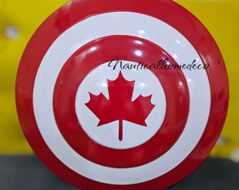 Captain Canada Shield Replica Halloween Ren Faire Prop Decor Captain America Inspired Shield For Cosplay Fantasy SCA LARP Display Decor Gift