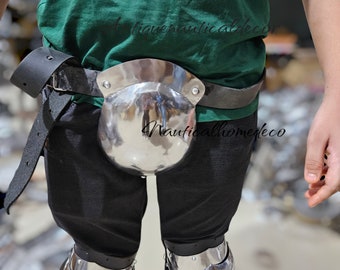 Medieval Steel Leg Knee Cops & Groin Buhurt Fighter Crotch for Fantasy LARP SCA Cosplay Halloween Costume Reenactment combat protection