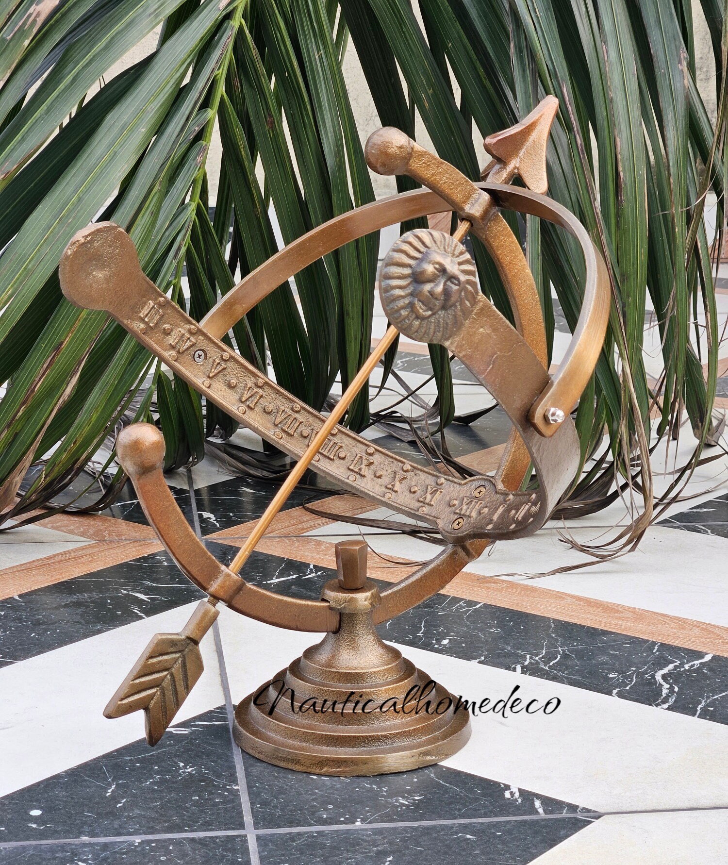 Alfie Francis Armillary Sphere Sundial – Rustic Antique Style Garden Ornament