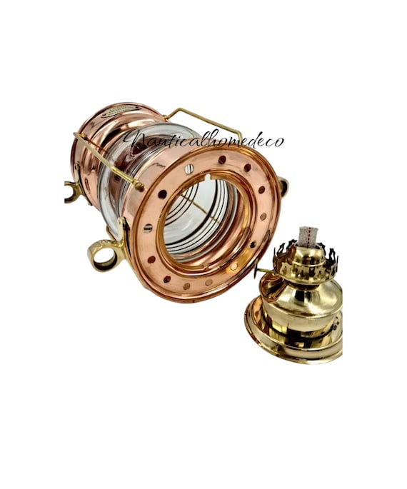 アンティーク真鍮アンカーオイルランプヴィンテージマリンランタン航海