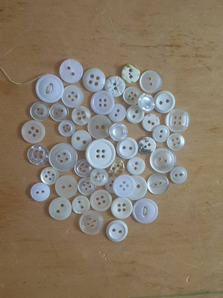 Assorted white and clear buttons for craft 50 buttons. Etsy