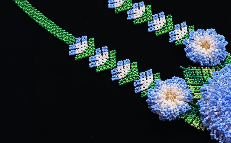 BEADING KIT Video Seed beads PDF Tutorial Master class on beading necklace Huichol flower \u00abSunset\u00bb