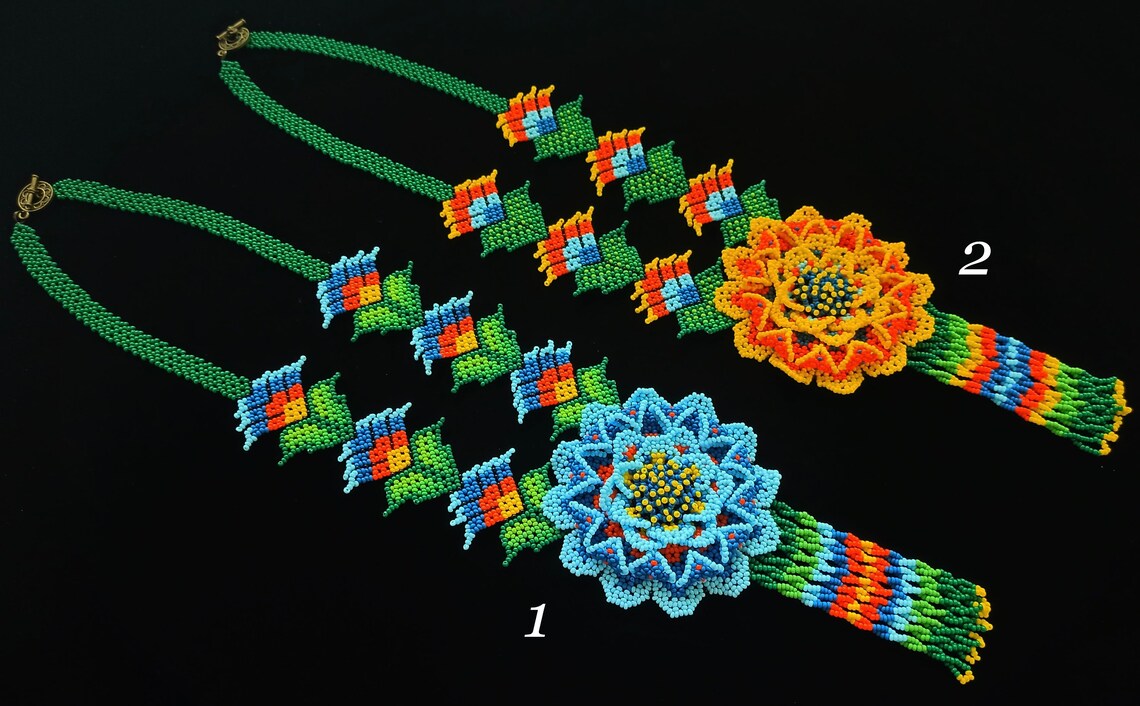 The book HUICHOL FLOWERS 2 10 beading kits on Etsy