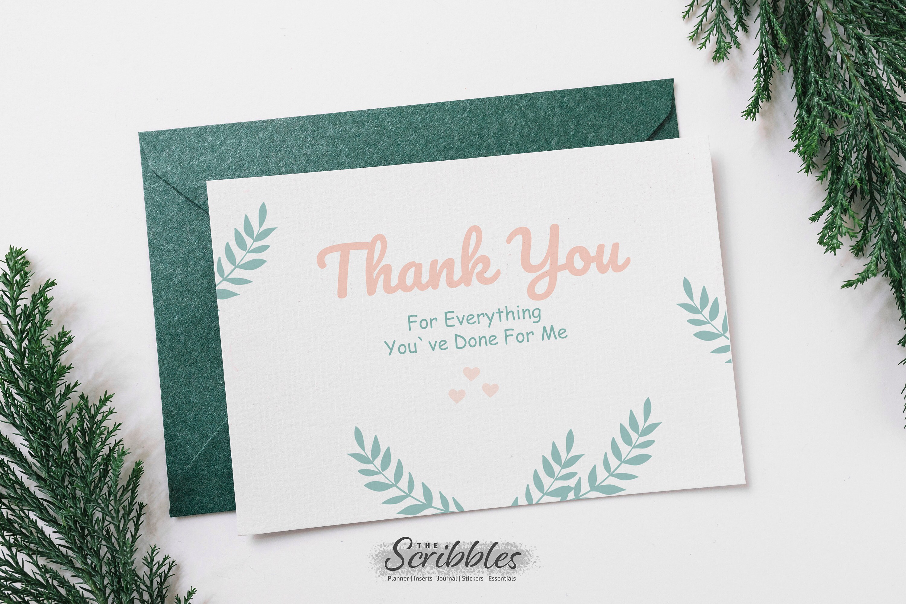 Printable Botany Thank You Card Minimalistic Greeting Etsy UK