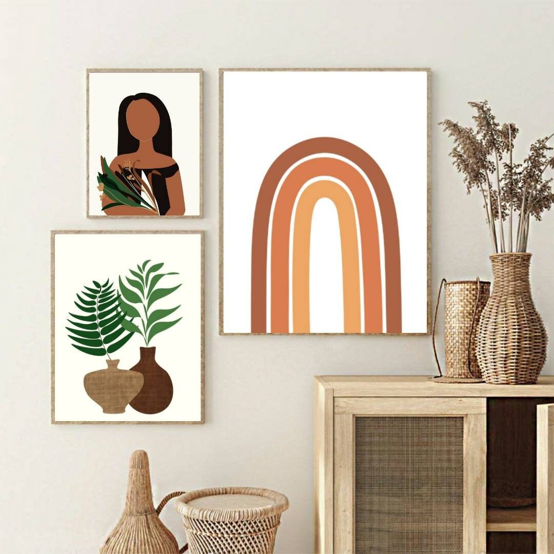 Boho Wall Art Set of 5 Boho Gallery Wall Set Printable Modern Etsy Canada