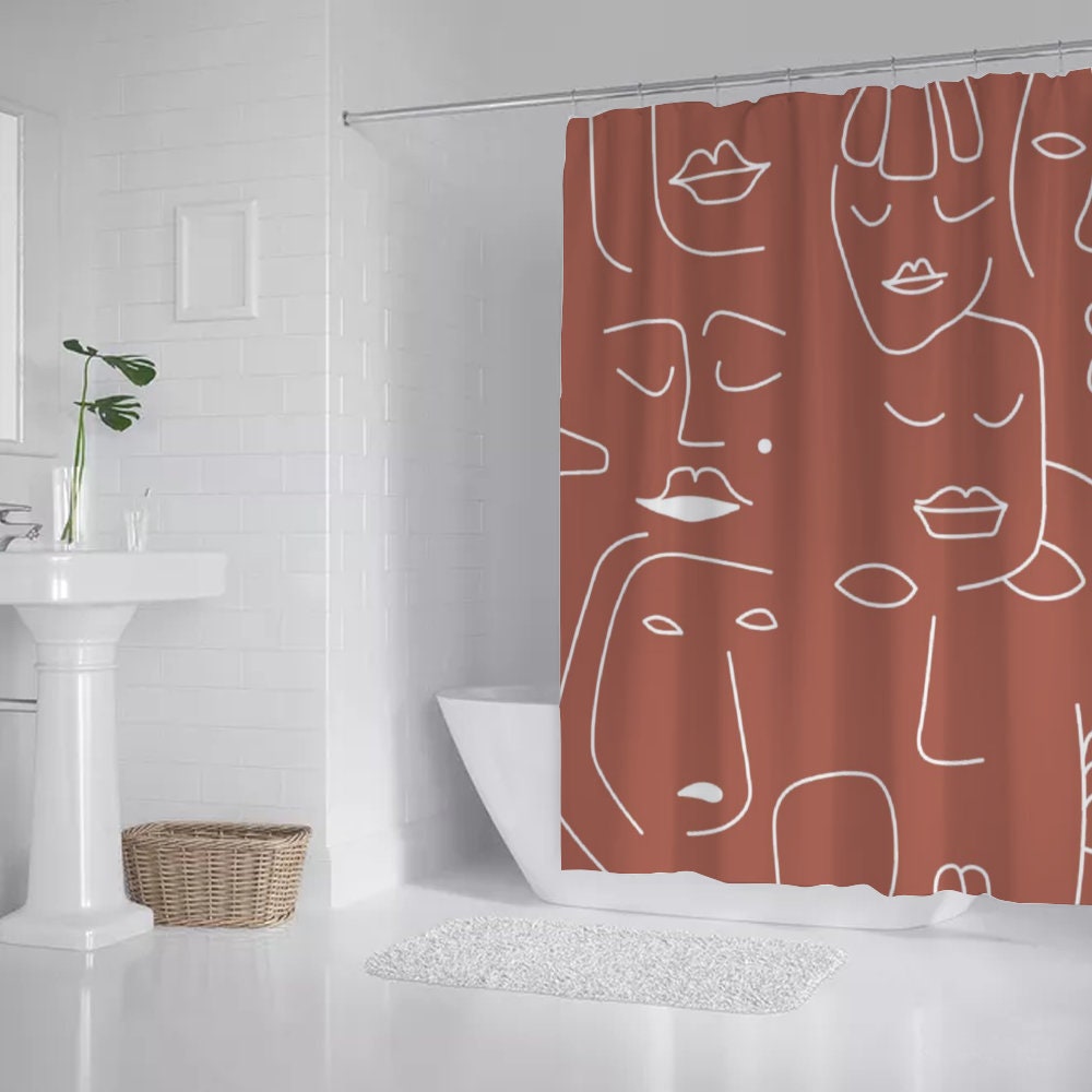 Pink Shower Curtains Fabric Shower Curtain Hookless Shower Etsy