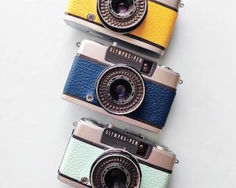 Olympus PEN EES-2: Custom Leather | Choose Color |  35mm Vintage Half Frame | Fully Refurbished and Tested | Film Included