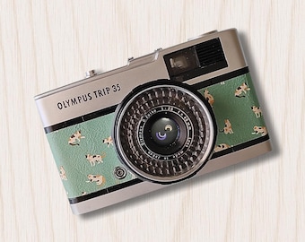 Olympus Trip 35 Vintage 35mm Camera in Watergroen – Gereviseerd en Getest met Lensdop, Polsriem en 1 Jaar Garantie