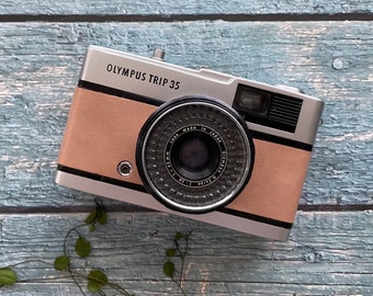 Olympus Trip 35 Vintage 35mm Film Camera | Light Salmon Vegan Leather| Fully Refurbished  and Tested | Lens Cap&Hand Strap