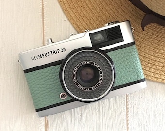 Olympus Trip 35 Vintage 35mm Film Camera |  Water Green |  Fully Refurbished and Tested | Lens Cap & Hand Strap