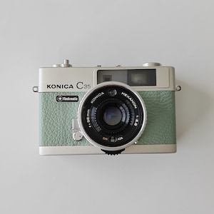 KONICA C35 Vintage 35mm Film Camera | Water Green | Refurbished & Tested | Kodak Film Included | 1-Yr Warranty + Hand Strap