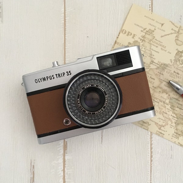 Olympus Trip 35 Vintage 35mm Film Camera | Chestnut Brown | Fully Refurbished and Tested | Lens Cap & Hand Strap Included