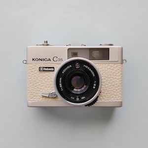 Konica C35 Film Camera | Vintage 35mm | Ivory Leather | Hexanon 38mm Lens