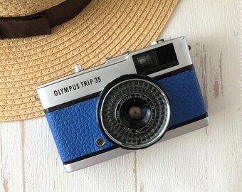 Olympus Trip 35-filmcamera | Vintage 35 mm compact | Volledig gerenoveerd en getest | Gerestaureerd in Japan | Azuurblauw | Inclusief Kodak-film