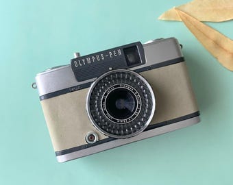 Olympus PEN EE-2 Film Camera | Vintage 35mm Compact | Fully Refurbished & Tested in Japan | Sage Beige Leather | Kodak Film Included