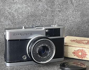 Olympus Trip 35 Film Camera | Smooth Black Leather | Fully Serviced | No. 1649525