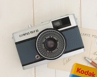 Olympus Trip 35 35mm Film Camera - Custom Navy Leather - Fully