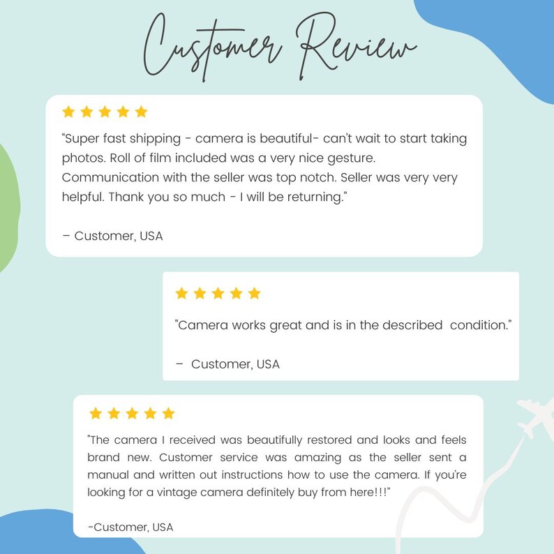 Contrail Film Camera - Customer review highlights for Olympus Trip 35 film camera